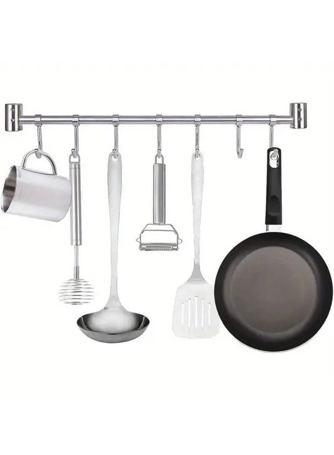 JX3927 2 Pack Stainless Steel Wall Mounted Kitchen Utensil Rack With 14 Hooks - Image 3
